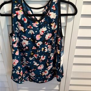 CAbi Floral Tank Top in Blue and Pink